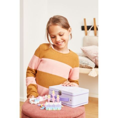 Set constructie Plus-Plus, 600 piese, portabil, in cutie metalica, culori pastelate - poza 3