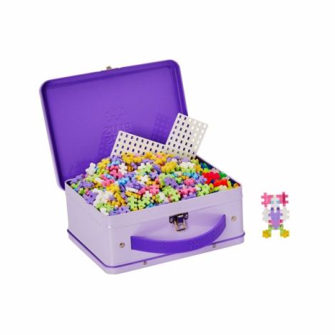 Set constructie Plus-Plus, 600 piese, portabil, in cutie metalica, culori pastelate - poza 4