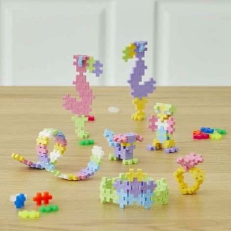 Set constructie Plus-Plus, 600 piese, portabil, in cutie metalica, culori pastelate - poza 5