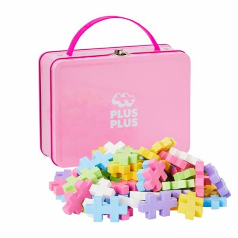 Set constructie Plus-Plus, 70 piese mari, portabil, in cutie metalica, culori pastelate - poza 1