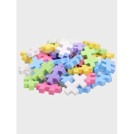 Set constructie Plus-Plus, 70 piese mari, portabil, in cutie metalica, culori pastelate - poza 3