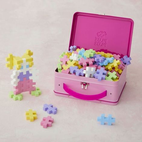 Set constructie Plus-Plus, 70 piese mari, portabil, in cutie metalica, culori pastelate - poza 5