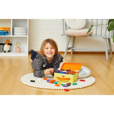 Set constructie Plus-Plus, 70 piese mari, portabil, in cutie metalica, culori standard - poza 4