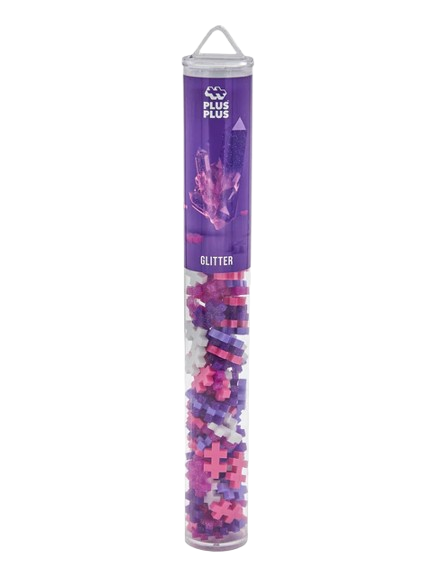 Set constructie Plus-Plus, tub 100 piese, Glitter Mix, culori cu sclipici