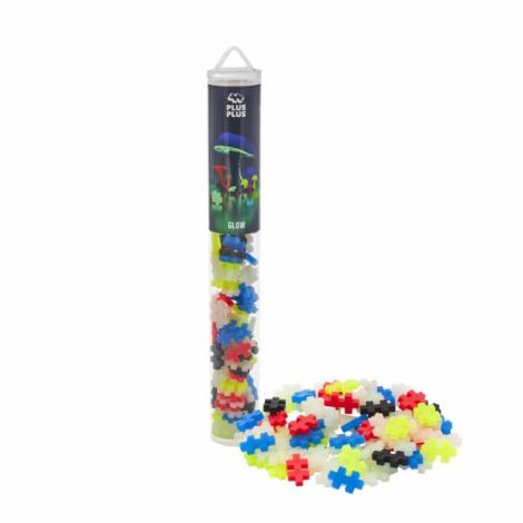Set constructie Plus-Plus, tub 100 piese, Glow mix, culori fluorescente - poza 2