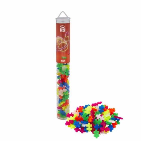 Set constructie Plus-Plus, tub 100 piese, Neon Mix, culori fluorescente - poza 2