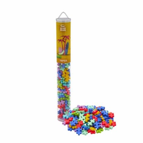 Set constructie Plus-Plus, tub 100 piese, Tropical Mix, culori tropicale - poza 2