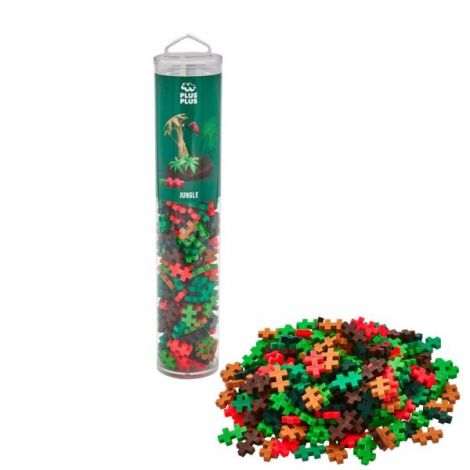 Set constructie Plus-Plus, tub 240 piese, Jungle Mix, culorile junglei - poza 2