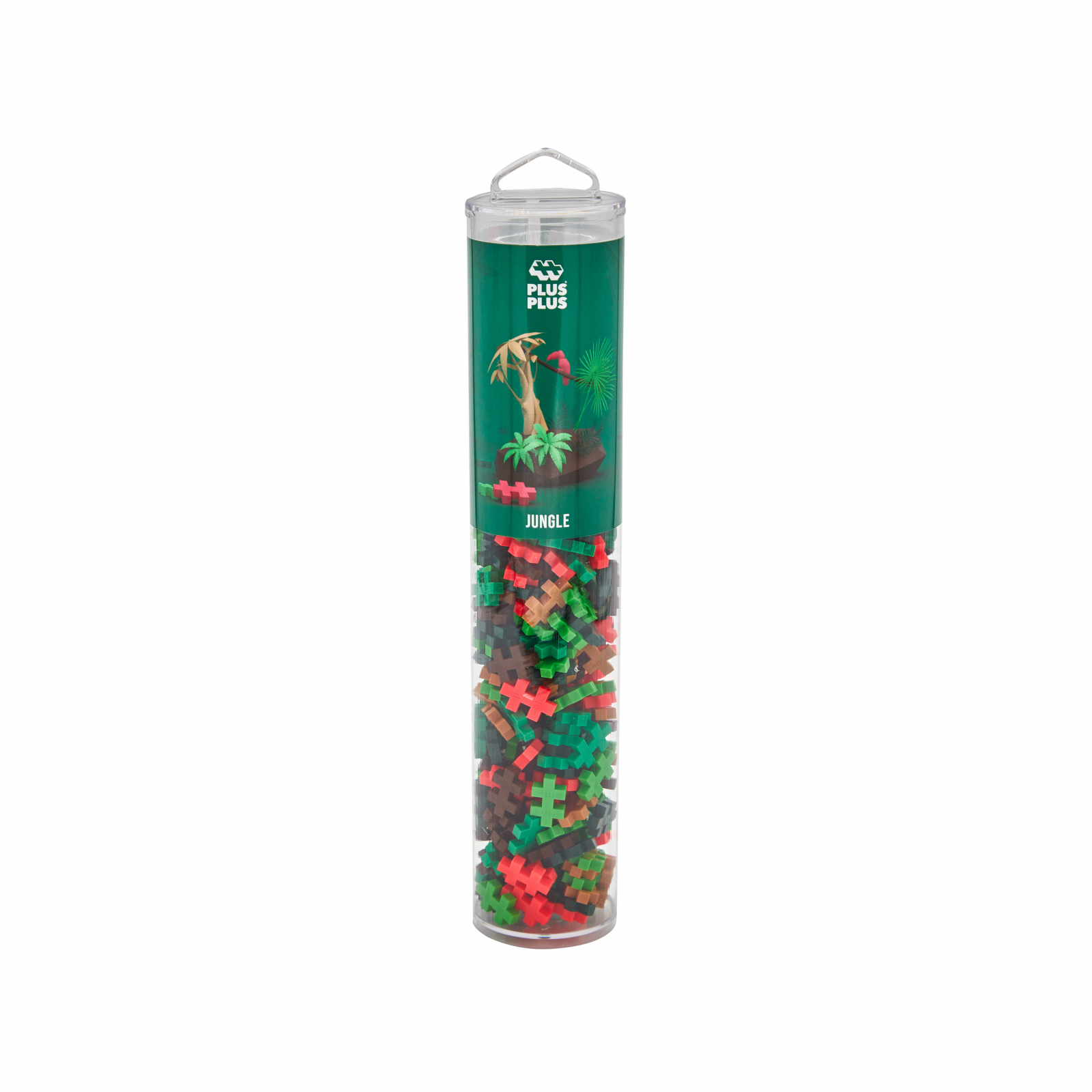 Set constructie Plus-Plus, tub 240 piese, Jungle Mix, culorile junglei