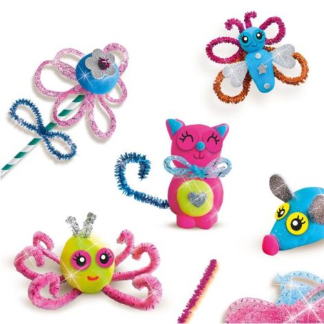 Set copii de creat animale din plastilina cu accesorii si sclipici - poza 3