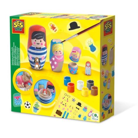 Set copii de decorare papusi Matrioska cu vopsea si accesorii - poza 1