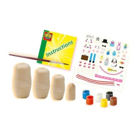 Set copii de decorare papusi Matrioska cu vopsea si accesorii - poza 3