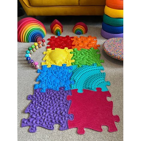 Set Covorase ortopedice senzoriale tip puzzle Curcubeu - poza 2