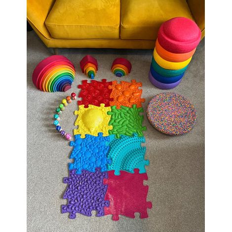 Set Covorase ortopedice senzoriale tip puzzle Curcubeu - poza 4
