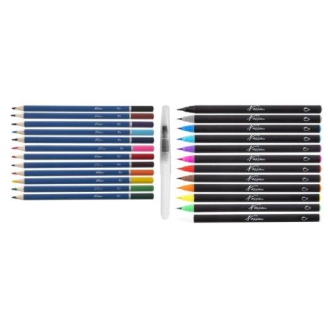 Set creativ, 12 carioci acuarela, 12 creioane colorate tip acuarela, 1 pensula, Nassau - poza 3