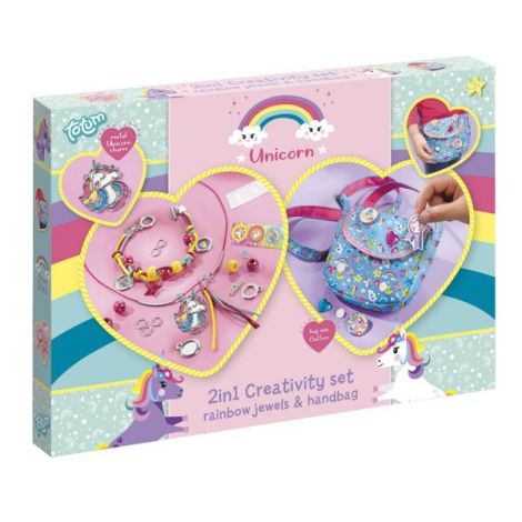 Set creativ 2 in 1 - Bratari curcubeu si gentuta cu unicorni - poza 1