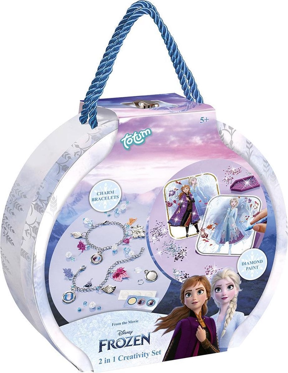 Set creativ 2 in 1, Disney Frozen, diamond paint si bratari cu pandantive
