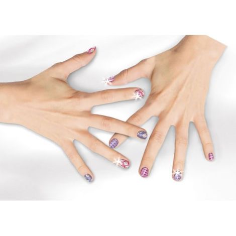 Set creativ 3 in 1, tatuaje cu sclipici, tatuaje cu sclipici pentru unghii si creioane pentru colorarea parului - Fashion Glamz - poza 5