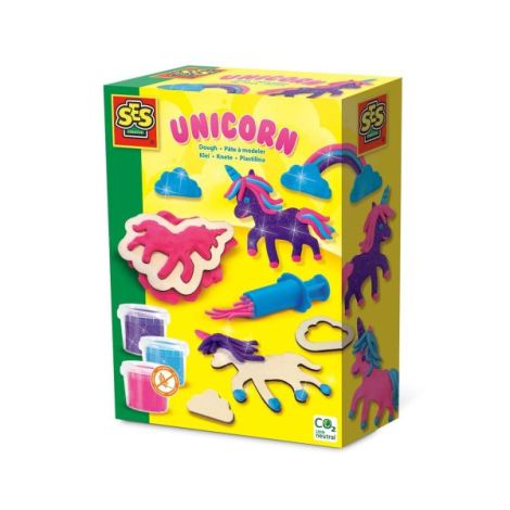 Set creativ copii cu unicorni din lemn si plastilina cu sclipici - poza 1