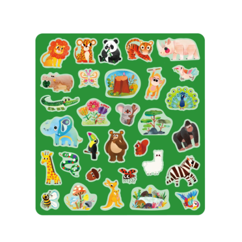 Set creativ cu stickere moi reutilizabile , Animale salbatice - poza 2