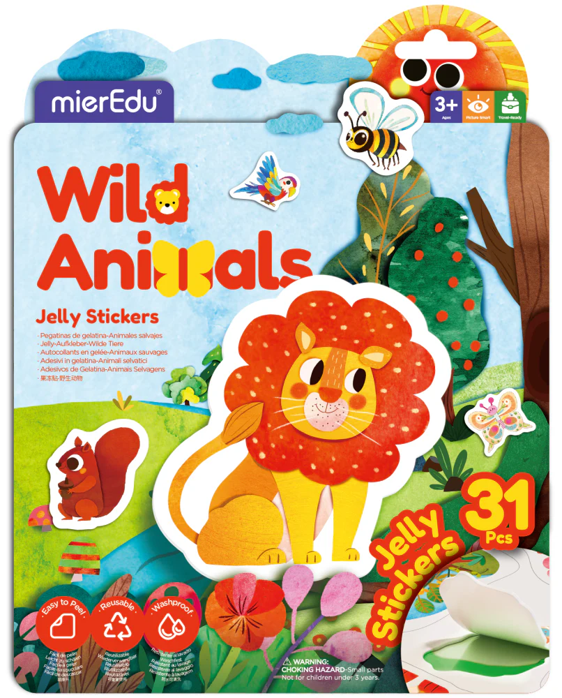 Set creativ cu stickere moi reutilizabile - Animale salbatice