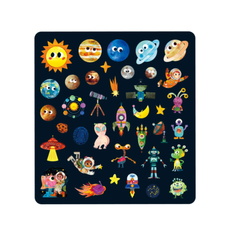 Set creativ cu stickere moi reutilizabile , Exploratorul spatiului - poza 2