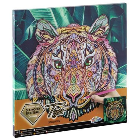 Set creativ cu strasuri, Diamond paint, Canvas Tigru, Moxy - poza 1