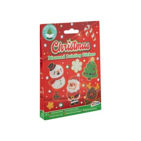 Set creativ cu tematica de Craciun, Creeaza 12 abtibilduri cu tehnica diamond paint - poza 1