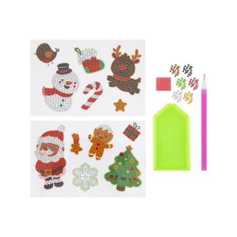Set creativ cu tematica de Craciun, Creeaza 12 abtibilduri cu tehnica diamond paint - poza 3