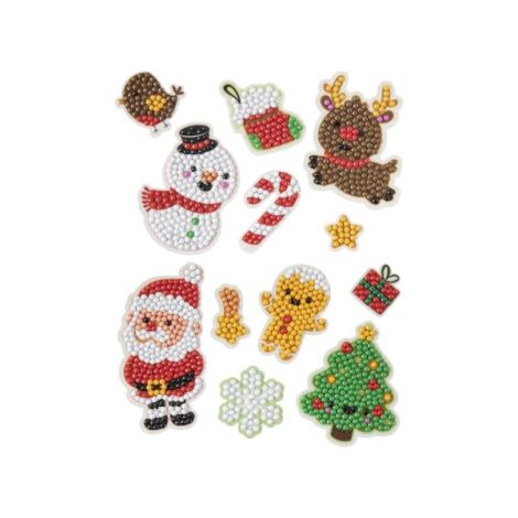 Set creativ cu tematica de Craciun, Creeaza 12 abtibilduri cu tehnica diamond paint - poza 5
