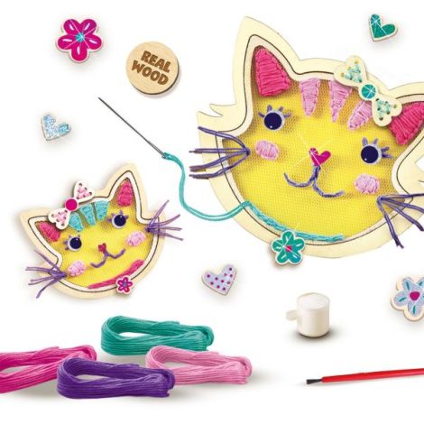 Set creativ de broderie pe tull pentru copii cu pisici - poza 3