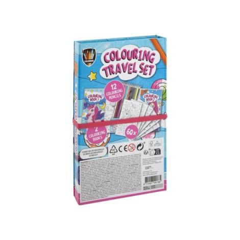Set creativ de buzunar, 2 carti de colorat si creioane, unicorni si sirene, Grafix - poza 2