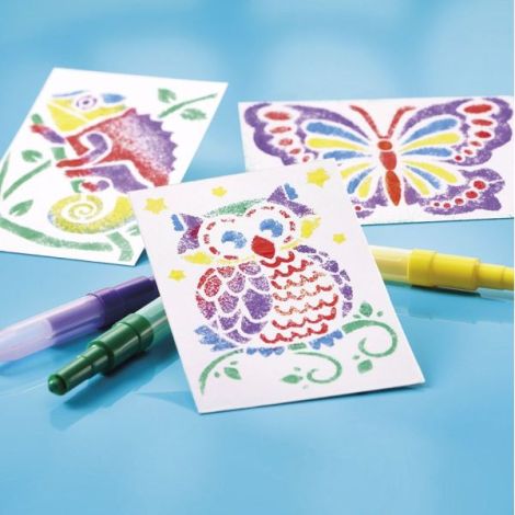 Set creativ de desenat cu sabloane si carioci spray - poza 2