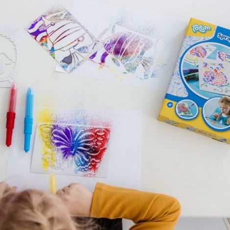 Set creativ de desenat cu sabloane si carioci spray - poza 3