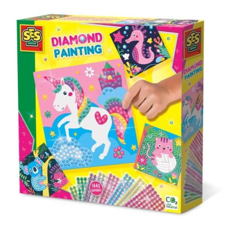 Set creativ de pictura pentru copii cu diamante si animale fericite - poza 1