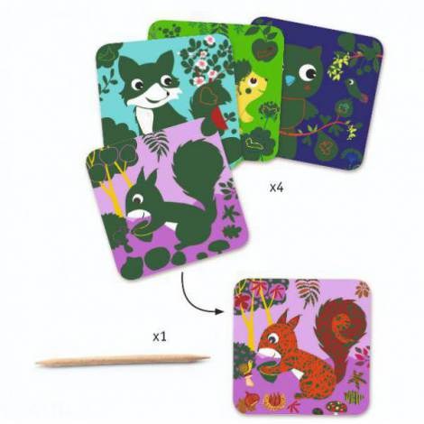 Set creativ de răzuit Djeco, Animale prietenoase - poza 2