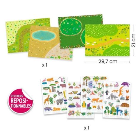 Set creativ de stickere reutilizabile Animale, Djeco - poza 4