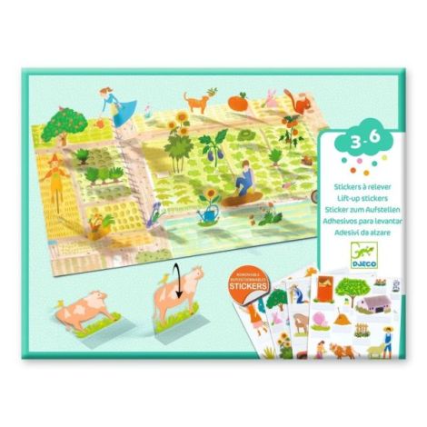 Set creativ de stickere reutilizabile Ferma, Djeco - poza 1