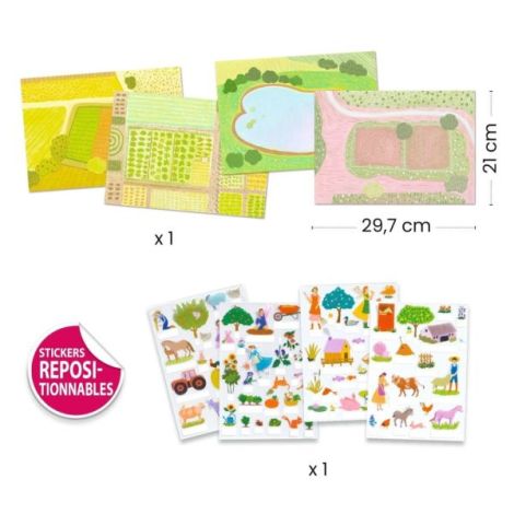 Set creativ de stickere reutilizabile Ferma, Djeco - poza 2