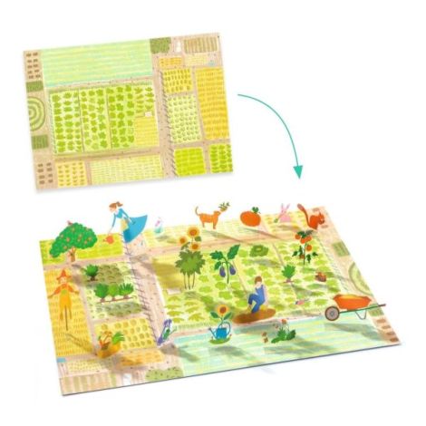 Set creativ de stickere reutilizabile Ferma, Djeco - poza 3