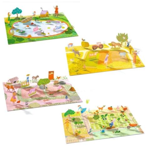Set creativ de stickere reutilizabile Ferma, Djeco - poza 5
