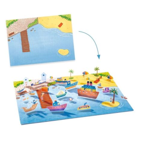 Set creativ de stickere reutilizabile Masini, Djeco - poza 2
