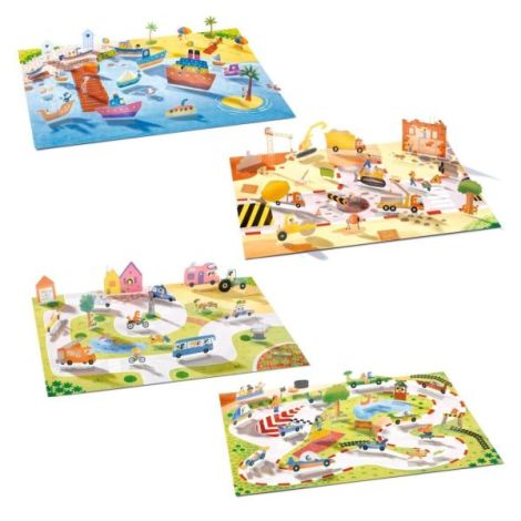 Set creativ de stickere reutilizabile Masini, Djeco - poza 5