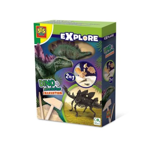 Set creativ Dino si excavarea scheletului 2 in 1 - Stegozaur - poza 1