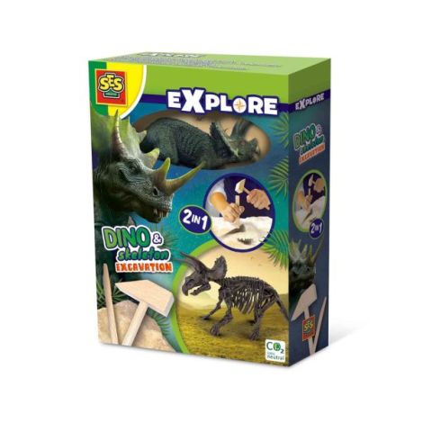 Set creativ Dino si excavarea scheletului 2 in 1 - Triceratops - poza 1
