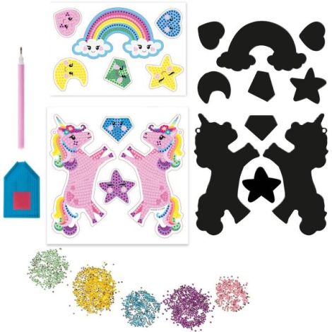 Set creativ DIY cu unicorni, 2 in 1, Bratari cu litere si magneti diamond painting - poza 2