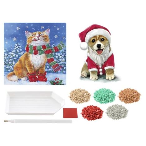 Set creativ DIY, felicitari de Craciun, pisicuta si catel - poza 3