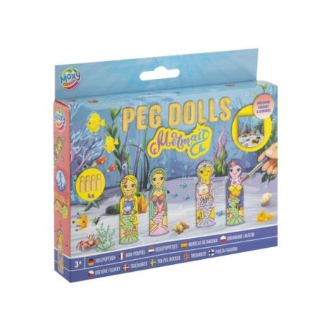 Set creativ DIY,Figurine din lemn, Peg Dolls, Sirene - poza 1