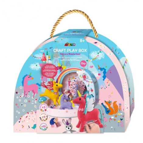 Set creativ DIY portabil - Lumea Fantastica a Unicornilor cu activitati de cusut, construit si joc de rol - poza 1