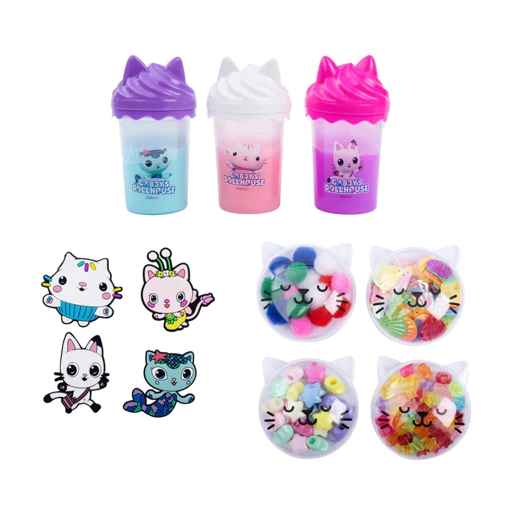 Set creativ Gabbys Dollhouse cu 3 Slime-uri Colorate, 4 Talismane si Confetti - poza 1